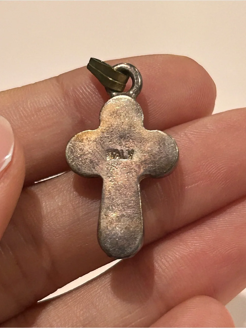 Sterling Silver Floral Millefiori Cross Pendant - Multicolor